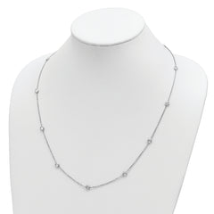 Sophia Jewelers Elegant Sterling Silver CZ Station Necklace, Polished Rhodium Finish