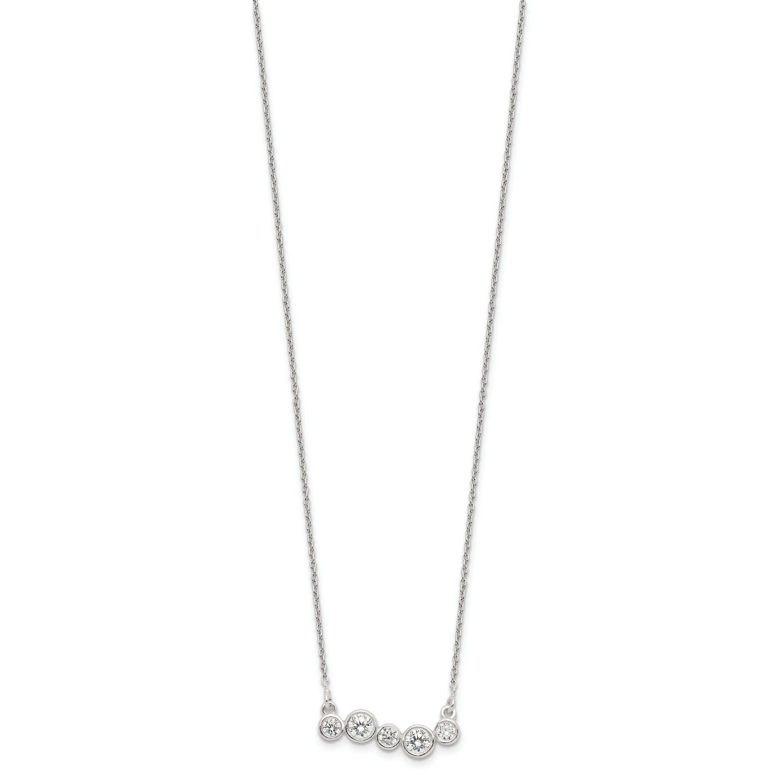 Sophia Jewelers Sterling Silver CZ Bar Necklace Elegant 5-Bezel Set Design - 16