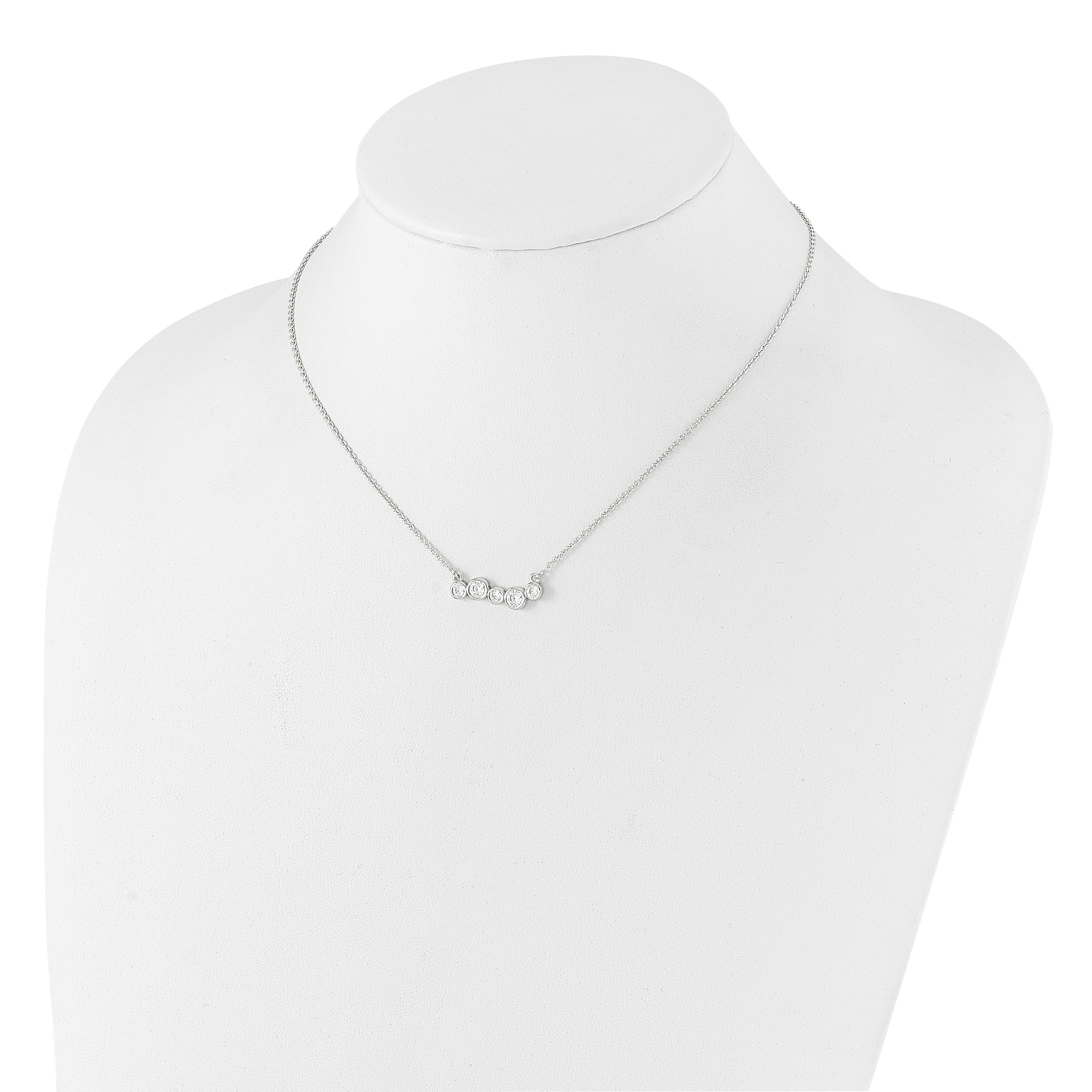 Sophia Jewelers Sterling Silver CZ Bar Necklace Elegant 5-Bezel Set Design - 16