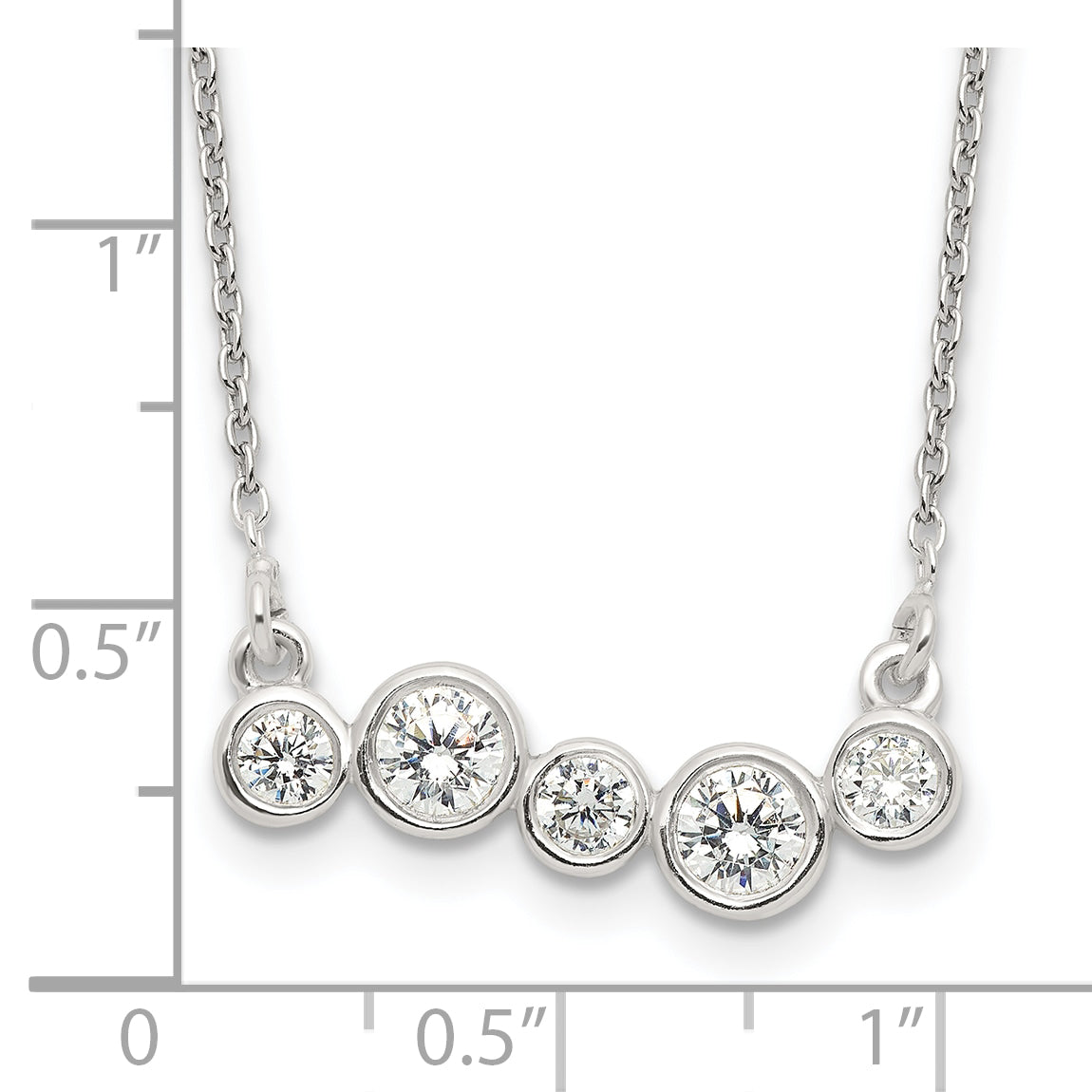 Sophia Jewelers Sterling Silver CZ Bar Necklace Elegant 5-Bezel Set Design - 16