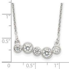 Sophia Jewelers Sterling Silver CZ Bar Necklace Elegant 5-Bezel Set Design - 16