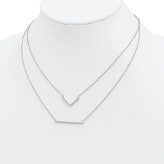 Sterling Silver Rhodium-Plated CZ Necklace with Polished Multi-Strand Design
