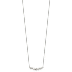 Sterling Silver 18in CZ Bar Necklace with Polished Bezel Set Stones