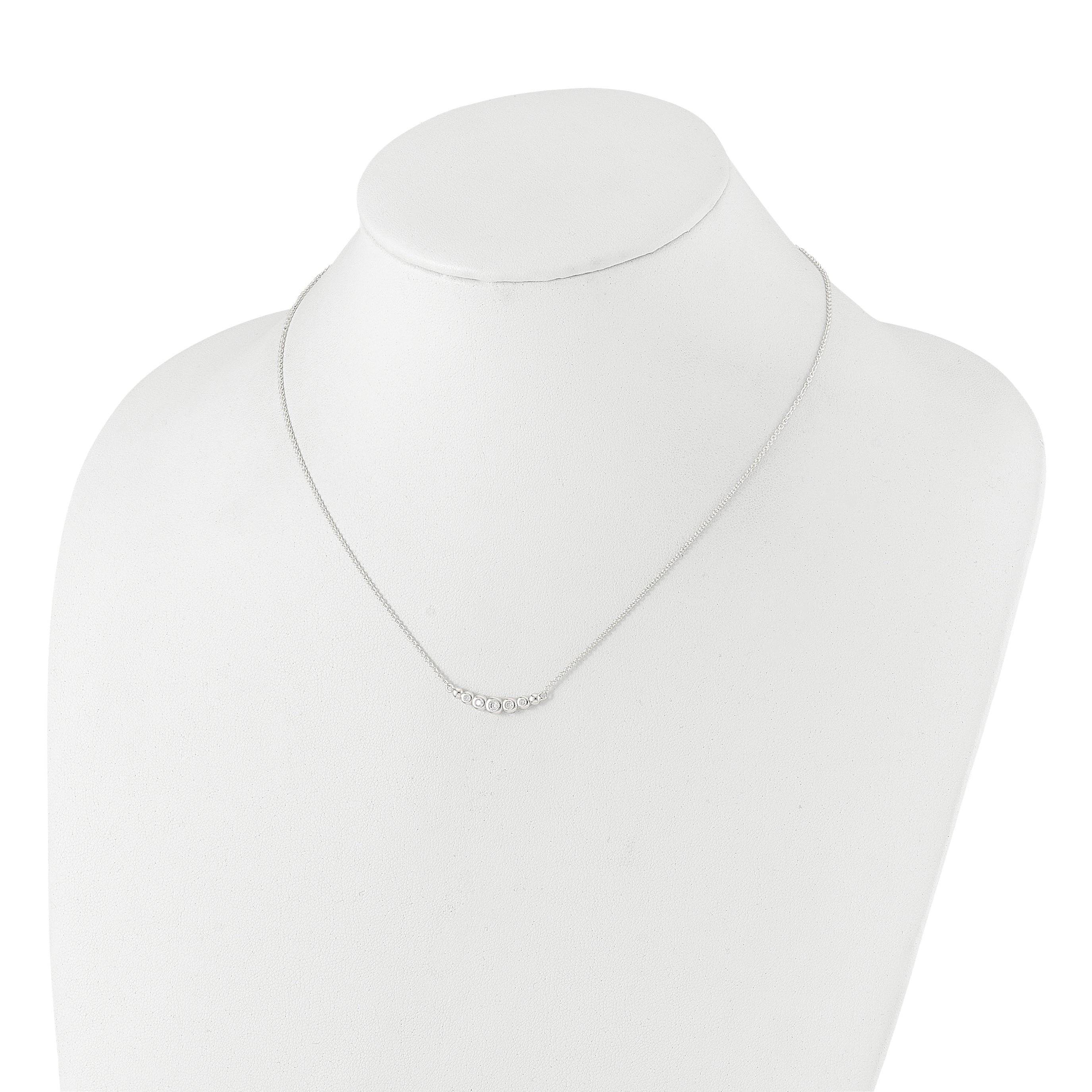 Sterling Silver 18in CZ Bar Necklace with Polished Bezel Set Stones