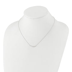 Sterling Silver 18in CZ Bar Necklace with Polished Bezel Set Stones