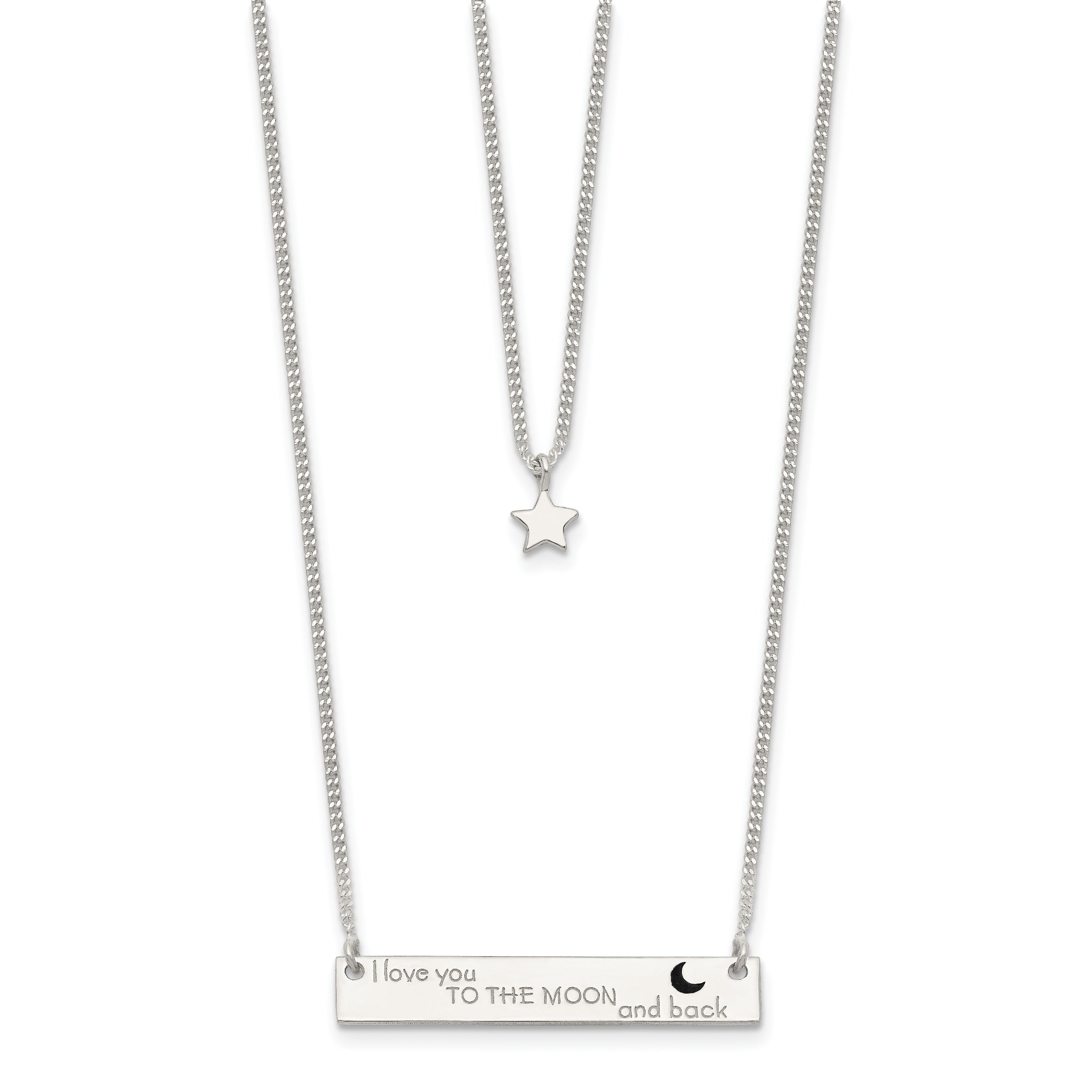 Sophia Jewelers Sterling Silver Layered Necklace with Enameled Moon Charm