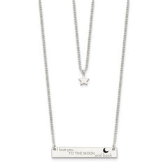 Sophia Jewelers Sterling Silver Layered Necklace with Enameled Moon Charm