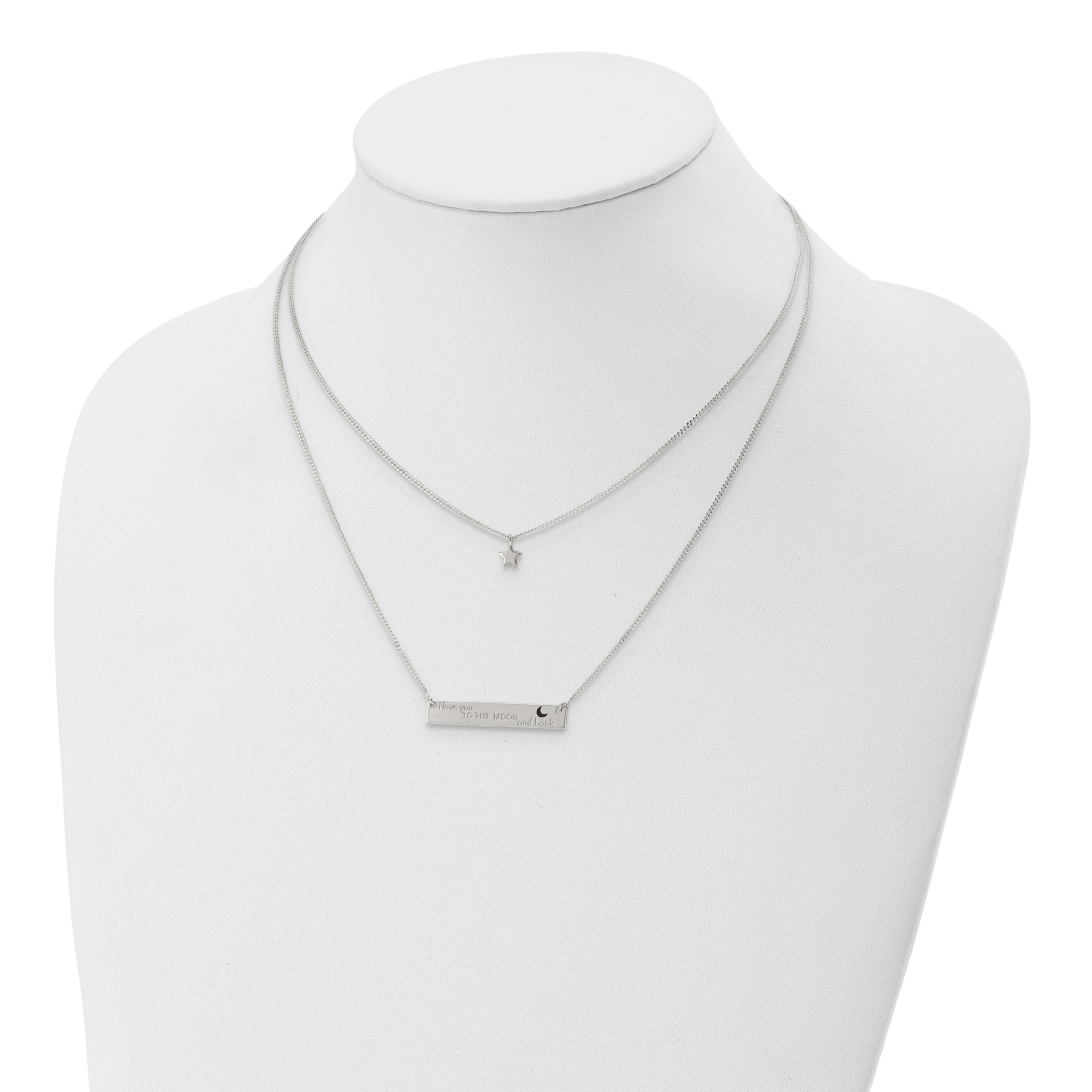 Sophia Jewelers Sterling Silver Layered Necklace with Enameled Moon Charm