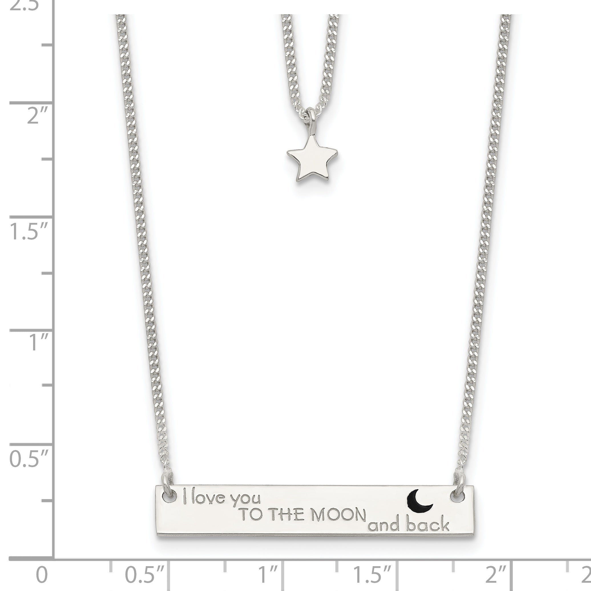 Sophia Jewelers Sterling Silver Layered Necklace with Enameled Moon Charm