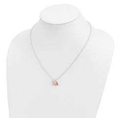 925 Sterling Silver Rose-Tone Heart and Key Necklace Elegant Polished Design 19