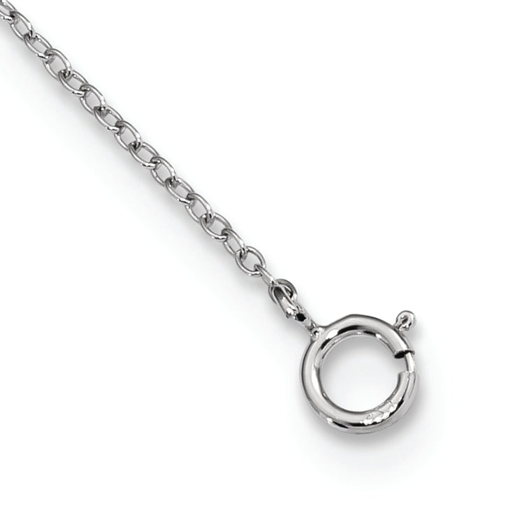 Rhodium-Plated Sterling Silver Double Heart Necklace, 16 + 2 Extension - 16