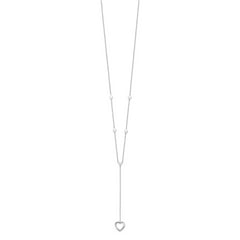 Sophia Jewelers 925 Sterling Silver Polished Heart Y-Necklace with Rhodium Finish - 16