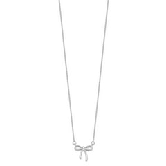Sterling Silver Rhodium-plated 18in Bow Necklace