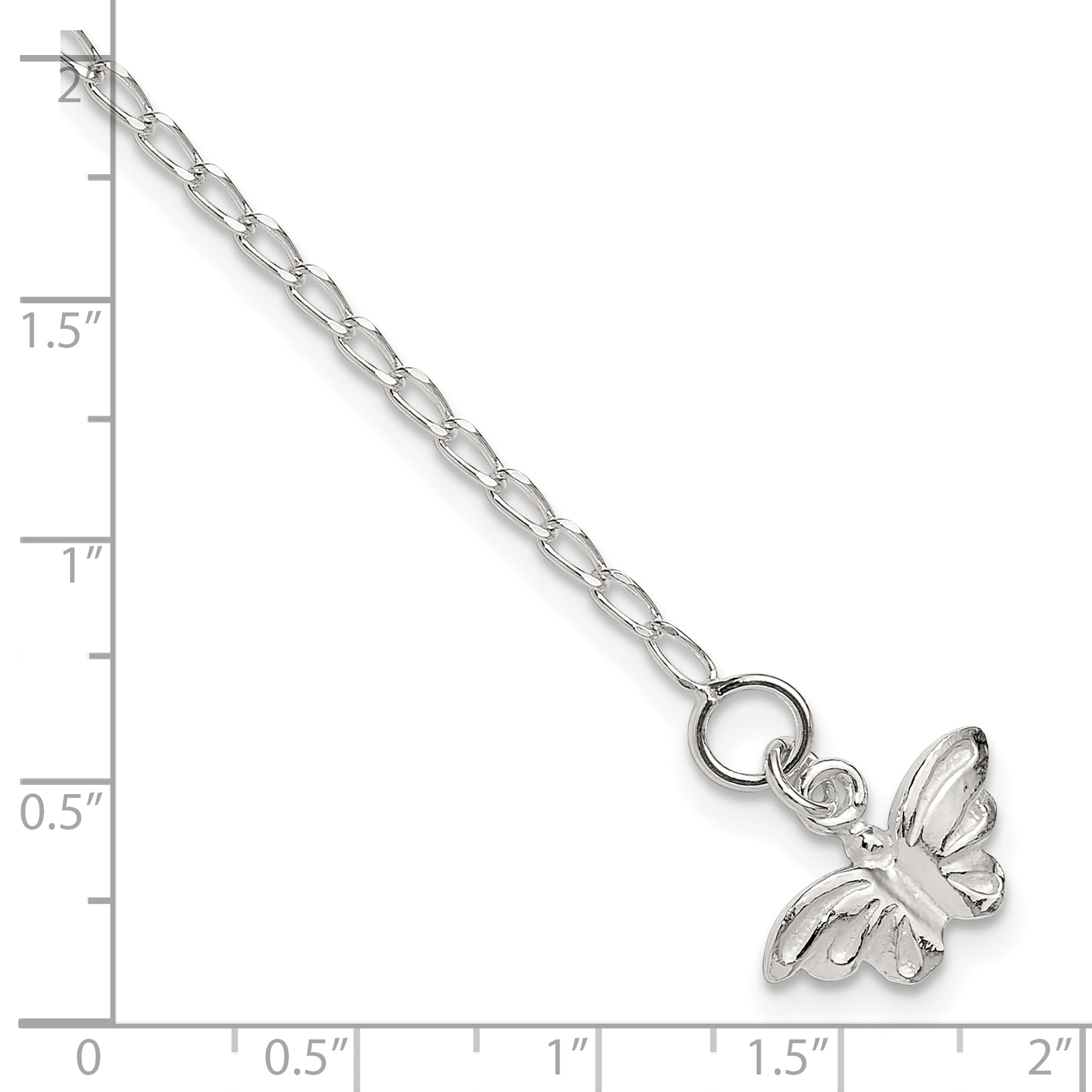 Sterling Silver 10inch Solid Polished Butterfly Anklet