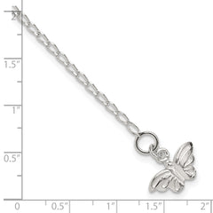 Sterling Silver 10inch Solid Polished Butterfly Anklet