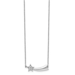 Sterling Silver Rhodium-plated CZ Shooting Star w/2in ext. Necklace