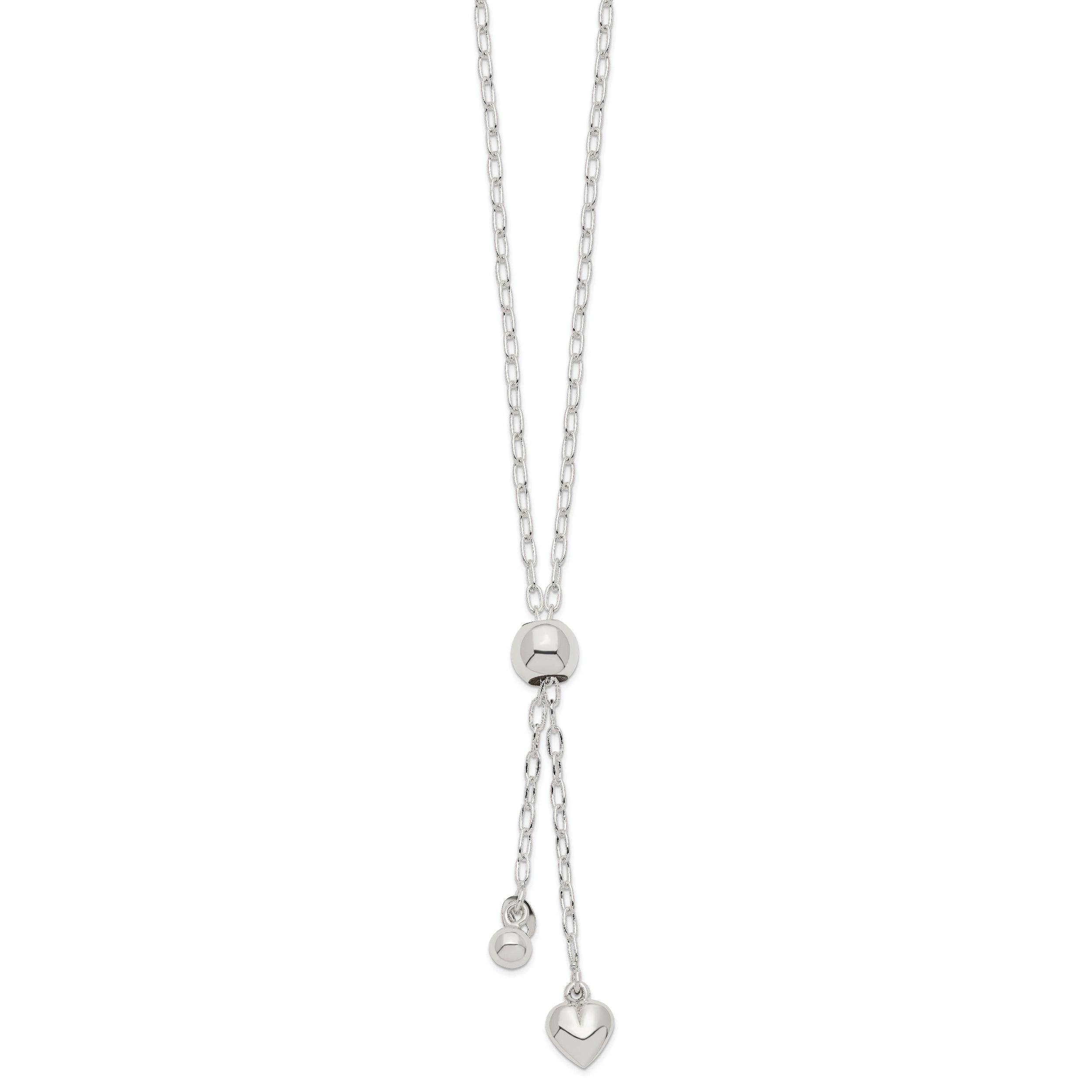 Sterling Silver 925 Heart Necklace with Adjustable 36 Cable Chain