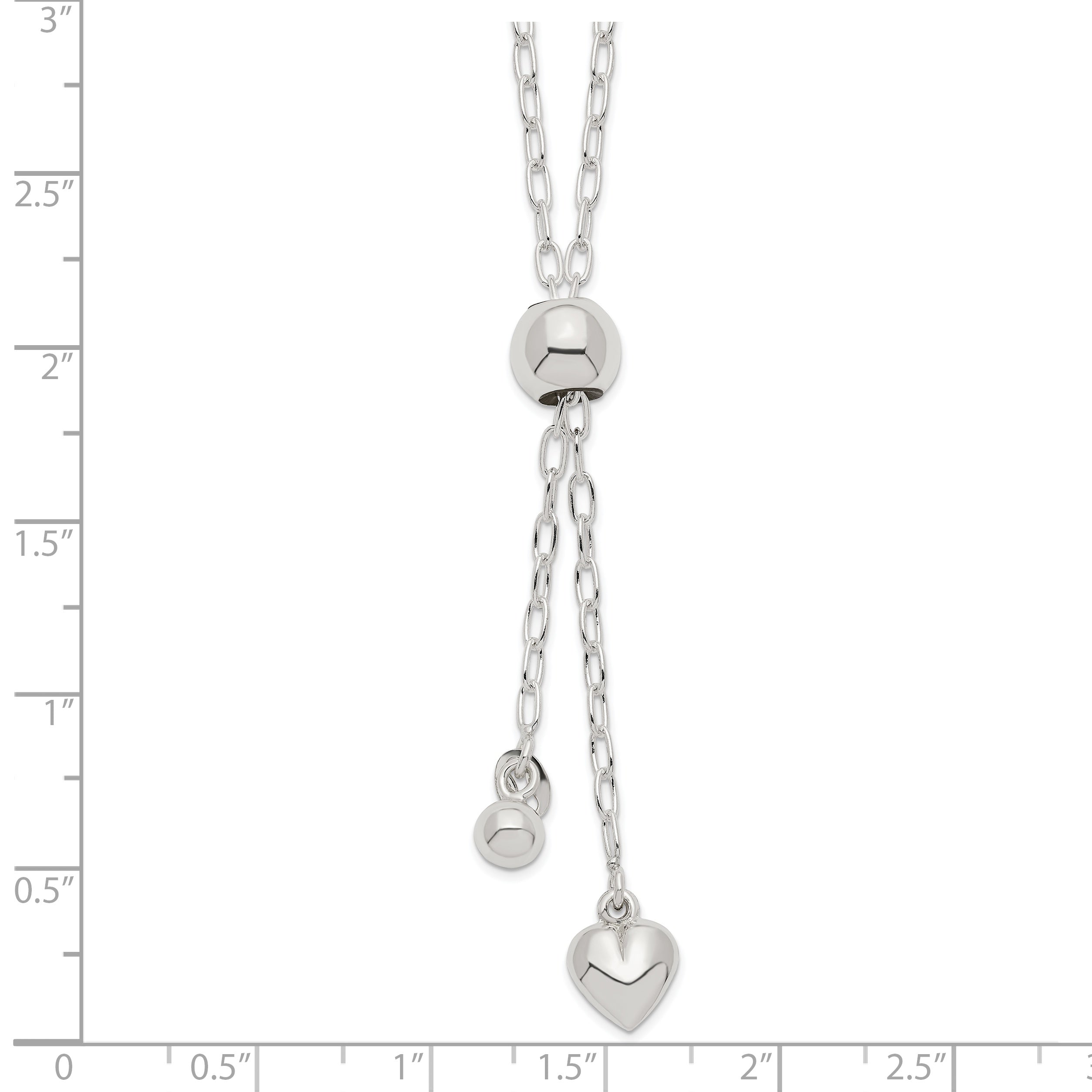 Sterling Silver 925 Heart Necklace with Adjustable 36 Cable Chain