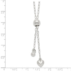 Sterling Silver 925 Heart Necklace with Adjustable 36 Cable Chain