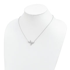 Sterling Silver 925 Heartbeat Necklace with CZ Rhodium-Plated Finish