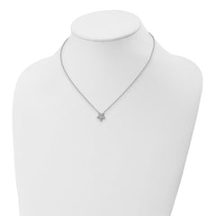 Sterling Silver 925 Star Pendant Necklace with CZ Pave 18
