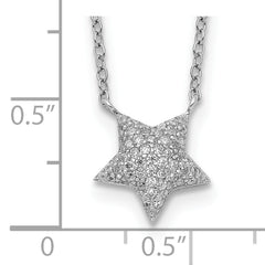 Sterling Silver 925 Star Pendant Necklace with CZ Pave 18