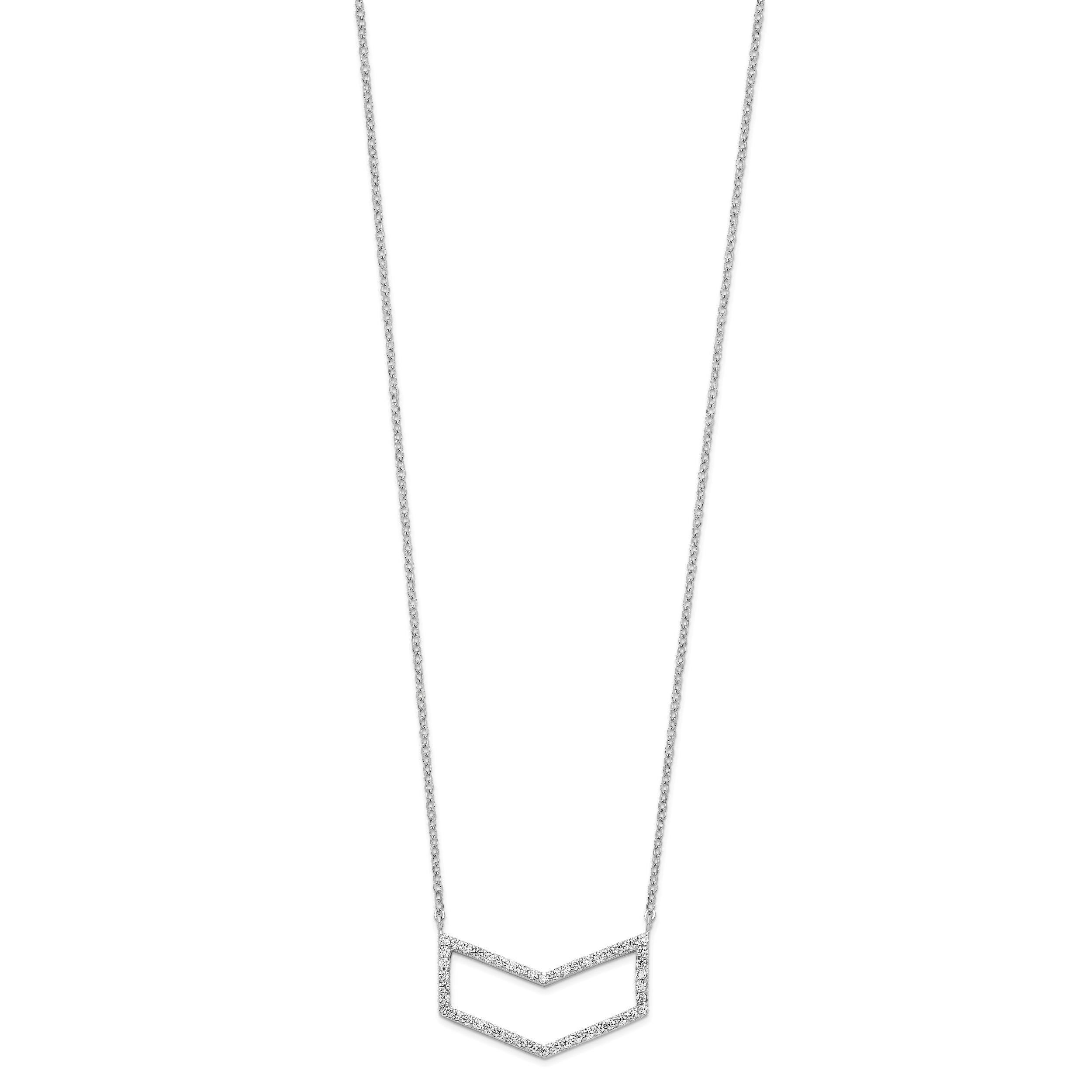 Sophia Jewelers Sterling Silver Rhodium-Plated Fancy Necklace with Clear CZ