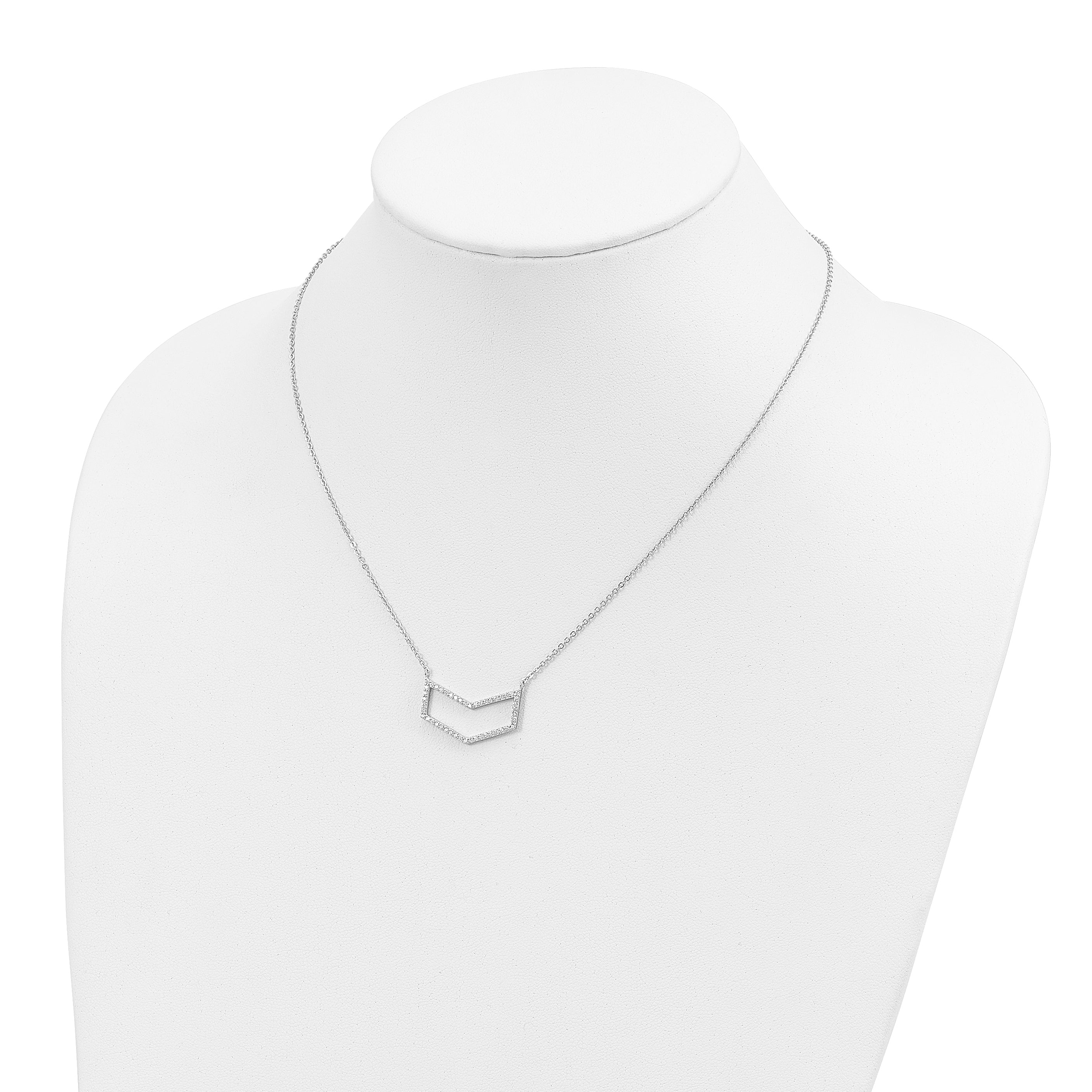 Sophia Jewelers Sterling Silver Rhodium-Plated Fancy Necklace with Clear CZ
