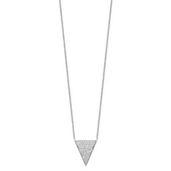 Sterling Silver Rhodium-Plated CZ Triangle Dangle Necklace Elegant Women's Piece