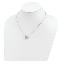 Sterling Silver CZ Pendant Necklace with Platinum Plate and Extender