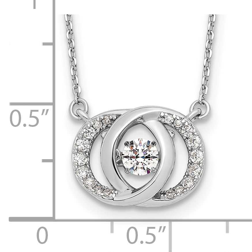 Sterling Silver CZ Pendant Necklace with Platinum Plate and Extender