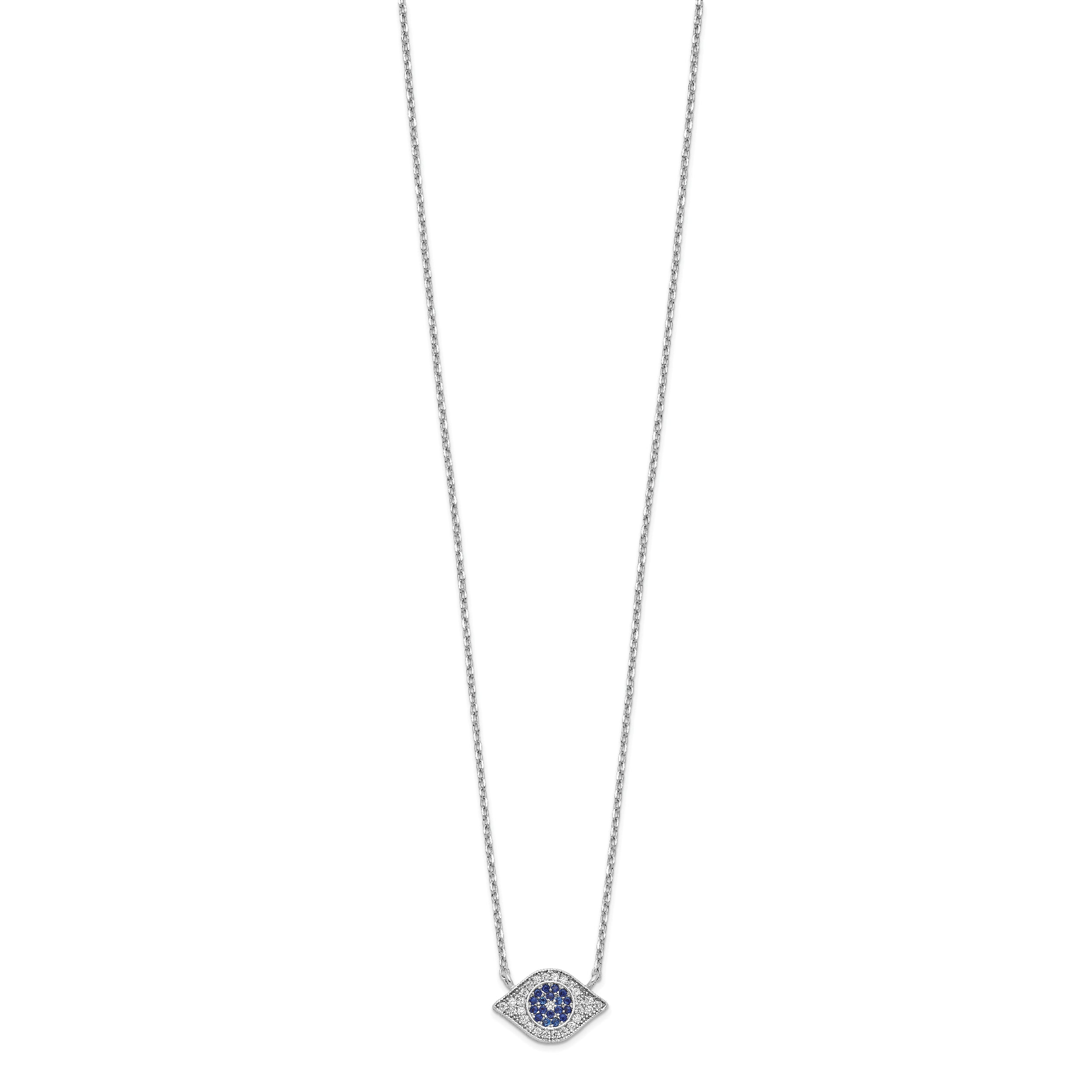 Sophia Jewelers Sterling Silver Rhodium-Plated Eye Necklace with CZ Elegance