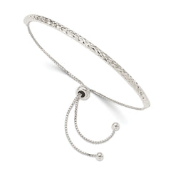 Sterling Silver Rhodium-plated Diamond Cut Adjustable Bracelet