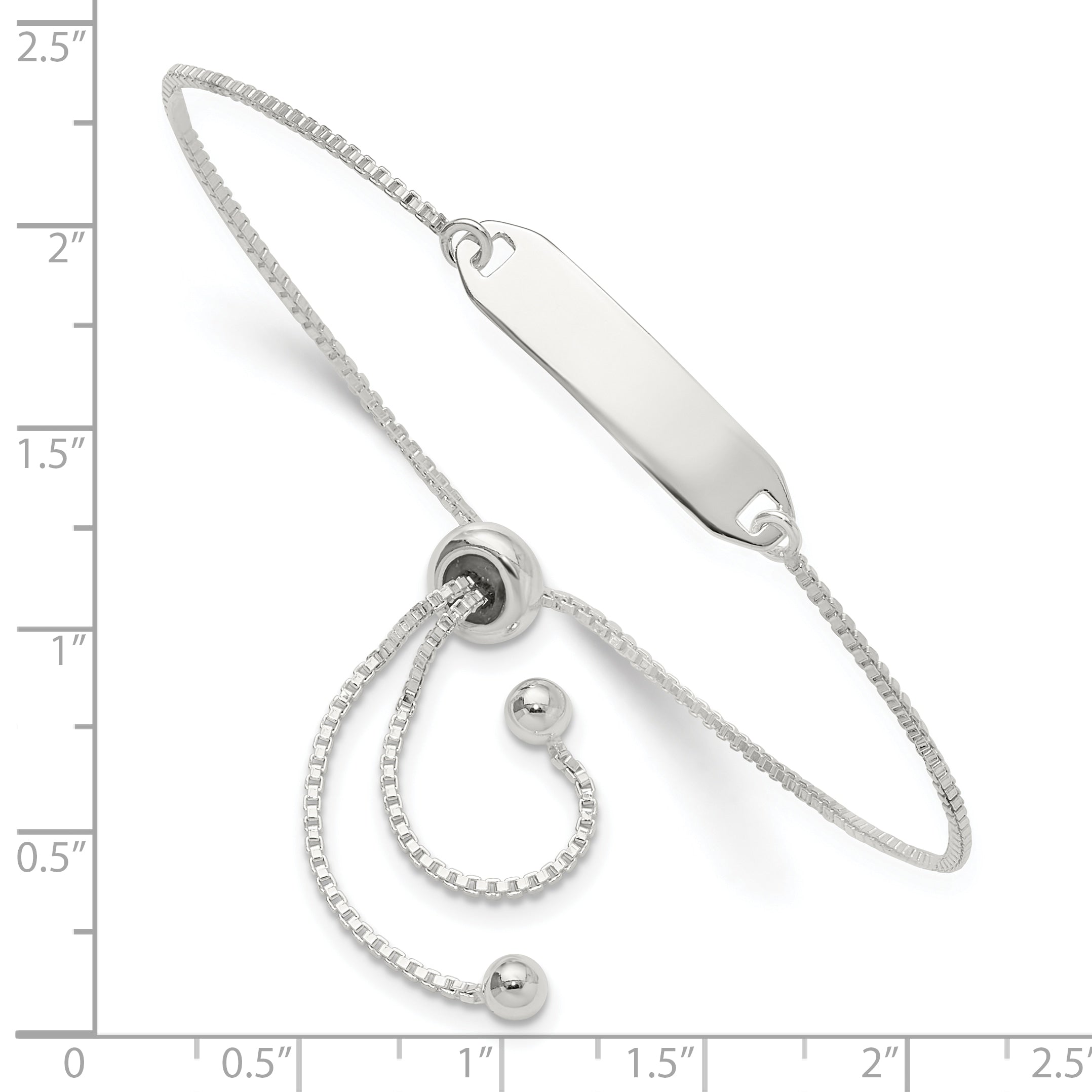Sterling Silver Polished Bar Adjustable Bracelet