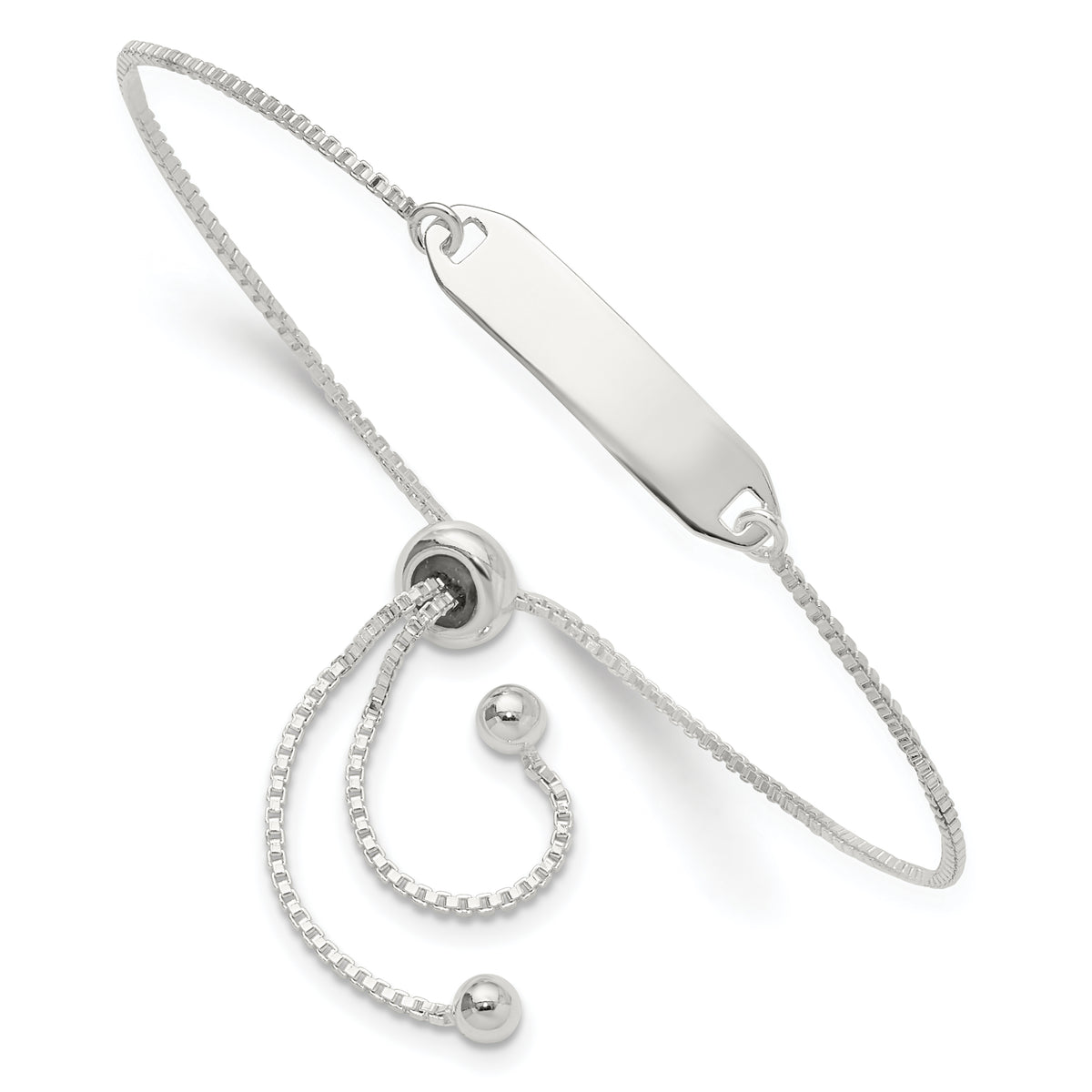 Sterling Silver Polished Bar Adjustable Bracelet