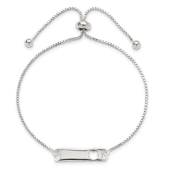 Sterling Silver Polished Bar w/ Heart Adjustable Bracelet