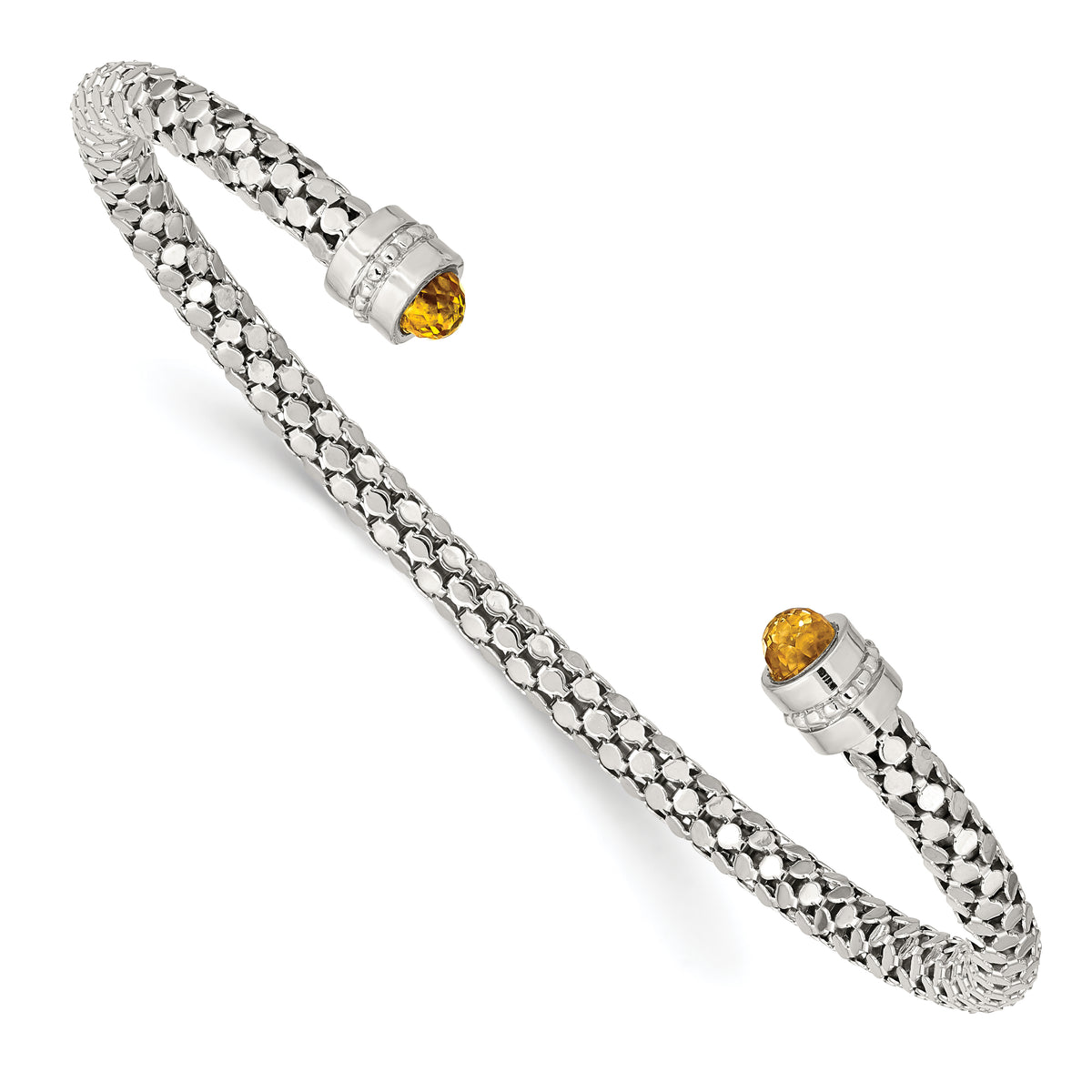 Sterling Silver Citrine Textured Cuff Bracelet