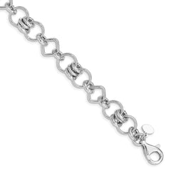 Sterline Silver Rhodium Plated Polished Mixed Link Bracelet
