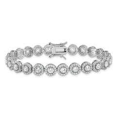 Sterling Silver Rhodium-plated CZ Tennis 7.5 inch Bracelet