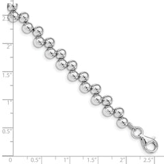 Sterling Silver Rhodium-plated Offset Beads w/1.25in. Ext. Bracelet