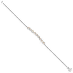 Sterling Silver White Semi-round Freshwater Cultured Pearl Bracelet