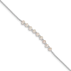 Sterling Silver White Semi-round Freshwater Cultured Pearl Bracelet