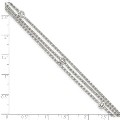 Sterling Silver Polished Multi Strand CZ Bracelet
