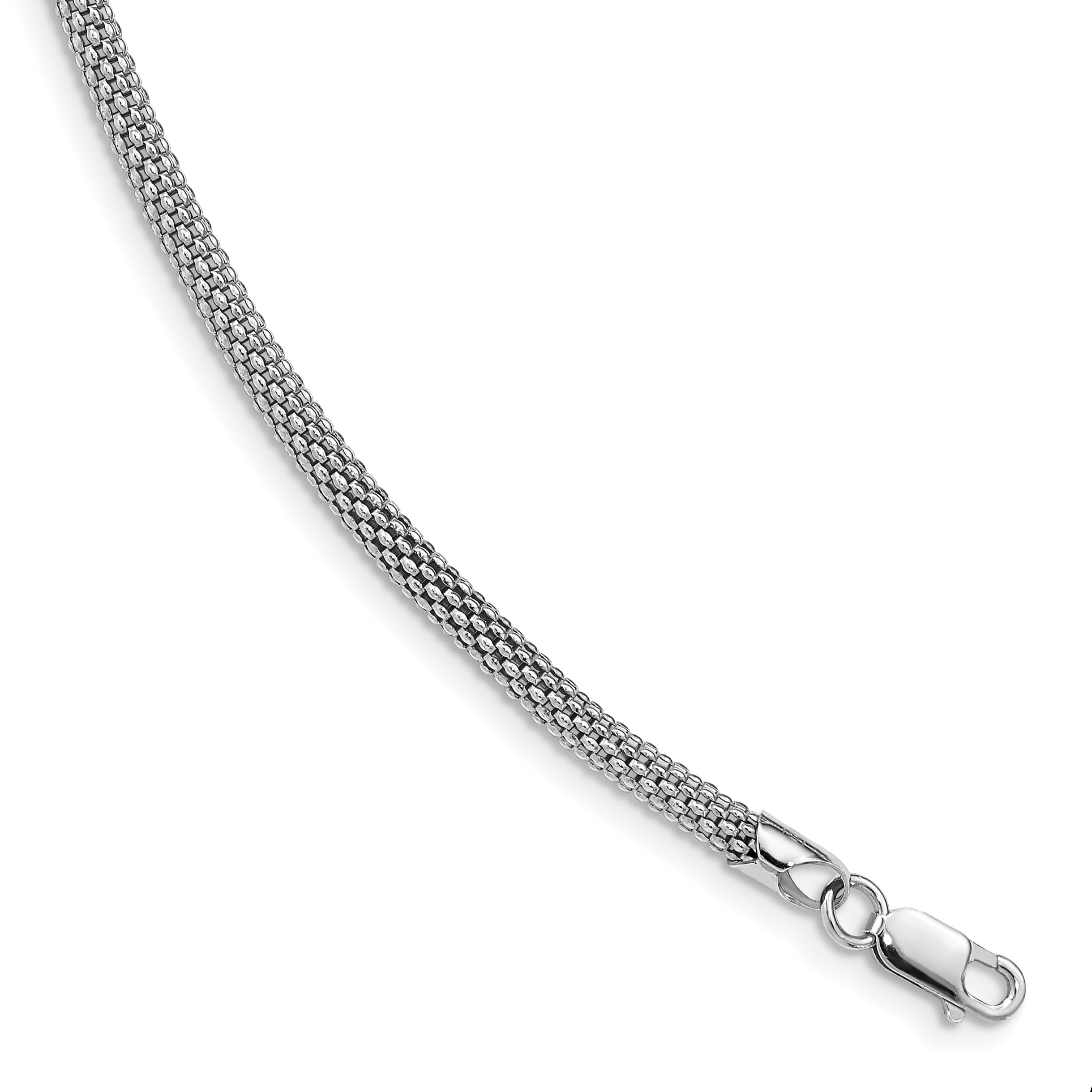 Sterling Silver Rhodium-plated 4.5mm Corona Chain Bracelet