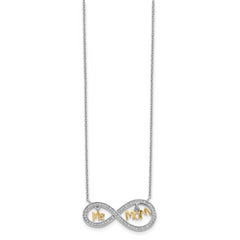 Sterling Silver Gold-plated MOM and ME CZ Infinity Necklace