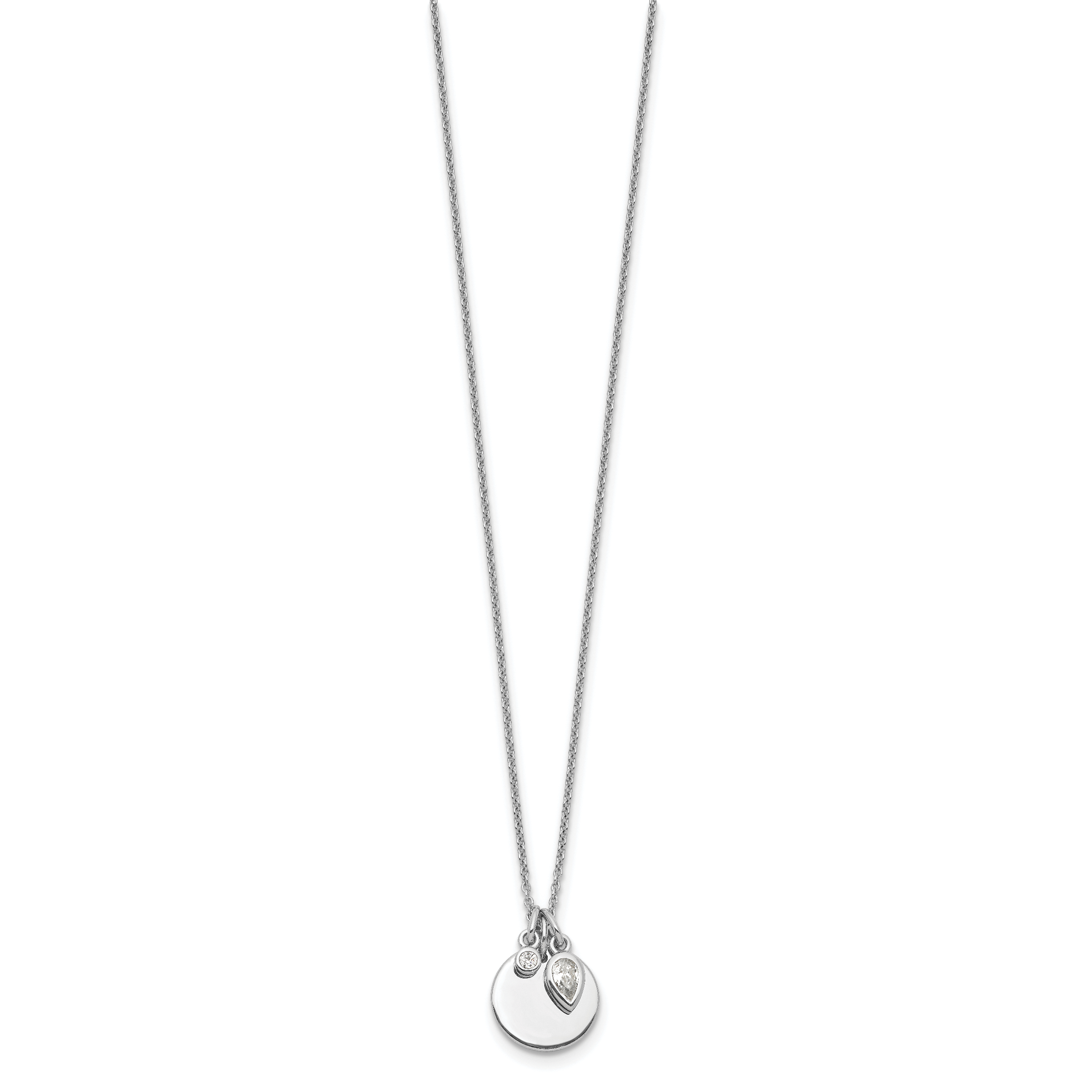 Sterling Silver Rhodium Plated w/1.75in ext. CZ Necklace Secondary image