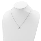 Sterling Silver Rhodium Plated w/1.75in ext. CZ Necklace