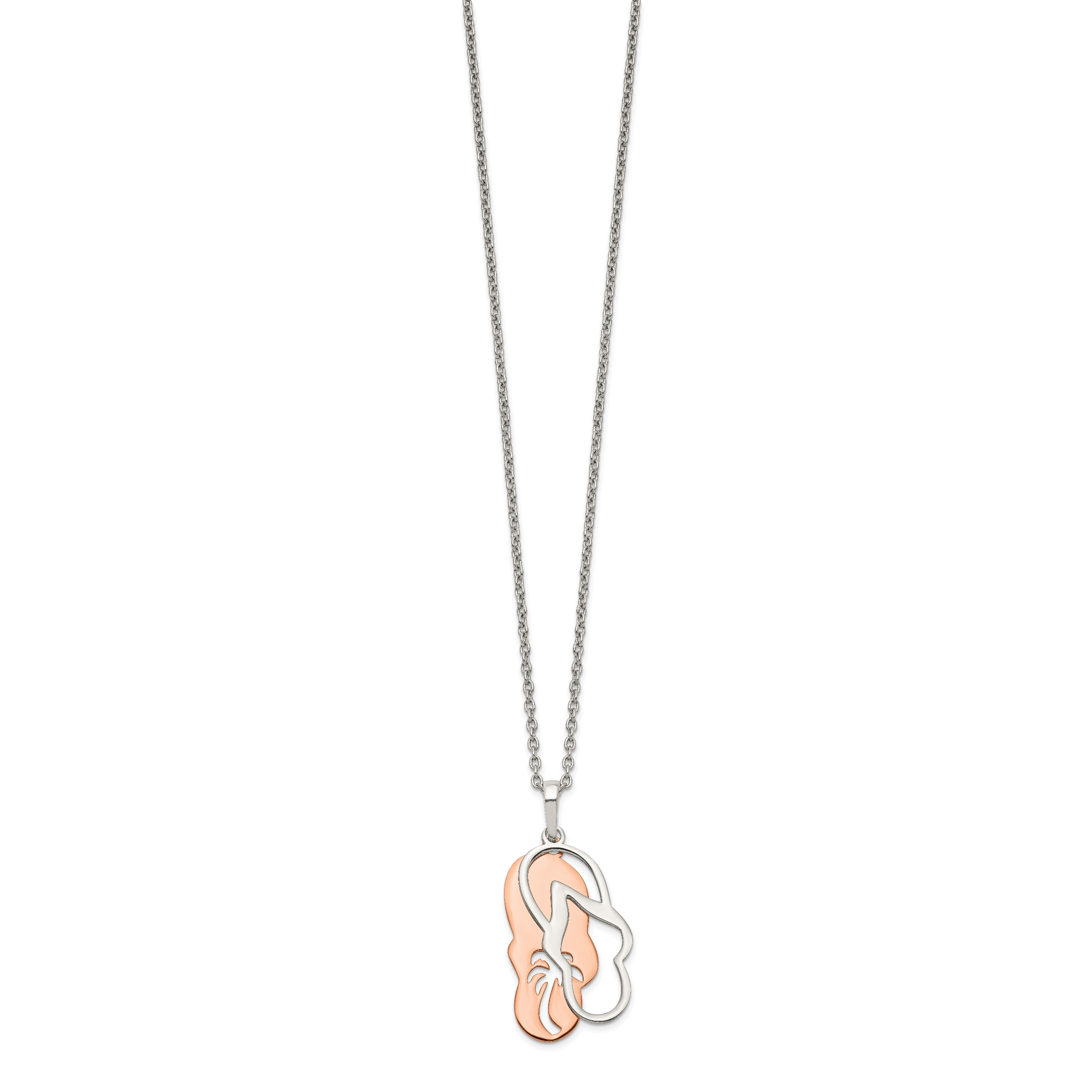 Sterling Silver Rose-tone Sandals w/ Palm Tree w/ 2in ext. Necklace Secondary image
