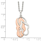 Sterling Silver Rose-tone Sandals w/ Palm Tree w/ 2in ext. Necklace
