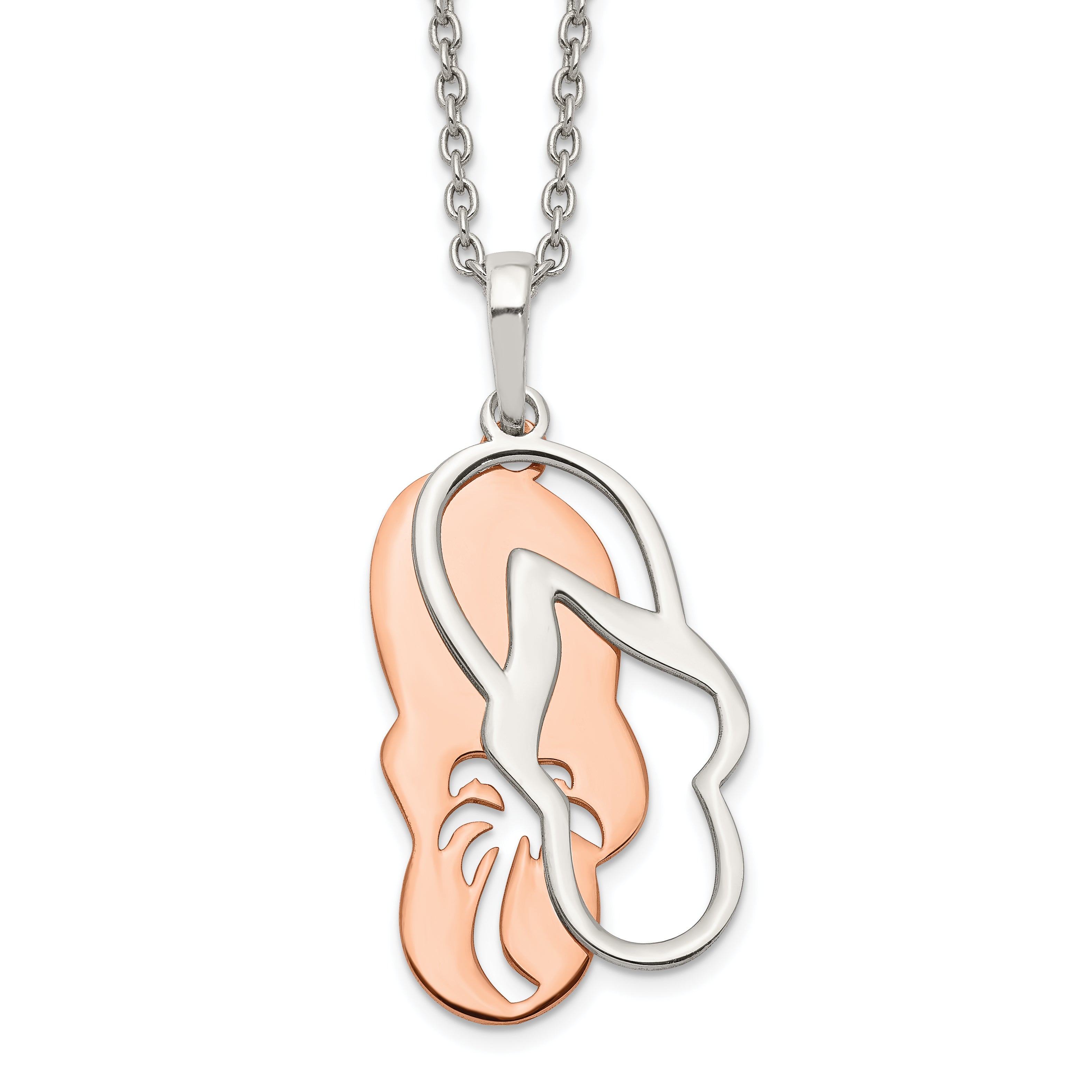 Sterling Silver Rose-tone Sandals w/ Palm Tree w/ 2in ext. Necklace Main image